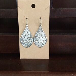 Silver Filigree Teardrop Dangle Earrings